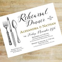 Vintage Silverware Rehearsal Dinner Invitations - Set of 10 5 x 7 Cards