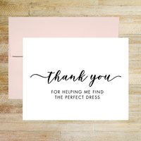 Thank You for Helping Me Find The Perfect Dress Wedding Vendor Card