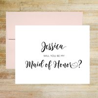 Will You Be My Maid of Honor Personalized Bridal Party Proposal Card