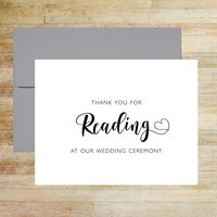 Thank You for Reading at Our Wedding, Card for Wedding Day