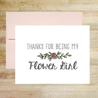 Thanks for Being My Flower Girl Card, Our Flower Girl Floral Wedding Day Thank You Card