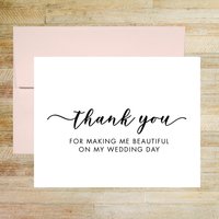 Wedding Day Hair Stylist and Makeup Artist Thank You Card, Wedding Vendor Tip Card