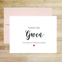 Thank You For Being My Amazing Friend Personalized Greeting Card