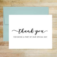 Thank You for Being A Part of Our Special Day Wedding Day Card