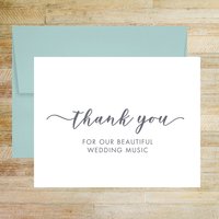 Thank You For Our Beautiful Wedding Music Wedding Day Card, Wedding Vendor Tip Card
