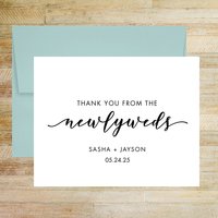 Thank You from the Newlyweds Personalized Post Wedding Stationery, Set of 10