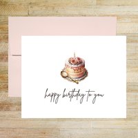 Fancy Pink Cake Happy Birthday Greeting Card