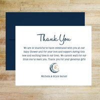 Moon and Stars Personalized Baby Shower Thank You Cards, Set of 25