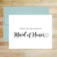 Thank You for Being My Maid of Honor Wedding Day Card