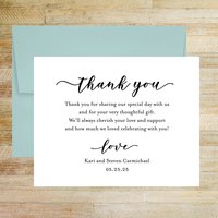 Elegant Wedding Thank You Notes, Set of 25 Flat Cards