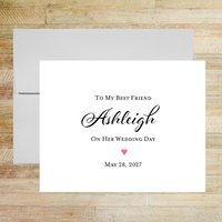 Personalized Wedding Card for Friend - Pink Heart