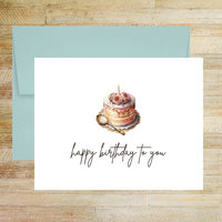 Fancy Pink Cake Happy Birthday Greeting Card