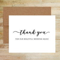 Thank You For Our Beautiful Wedding Music Wedding Day Card, Wedding Vendor Tip Card