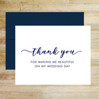 Wedding Day Hair Stylist and Makeup Artist Thank You Card, Wedding Vendor Tip Card