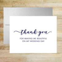 Wedding Day Hair Stylist and Makeup Artist Thank You Card, Wedding Vendor Tip Card