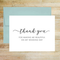 Wedding Day Hair Stylist and Makeup Artist Thank You Card, Wedding Vendor Tip Card