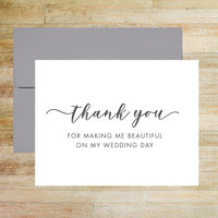 Wedding Day Hair Stylist and Makeup Artist Thank You Card, Wedding Vendor Tip Card