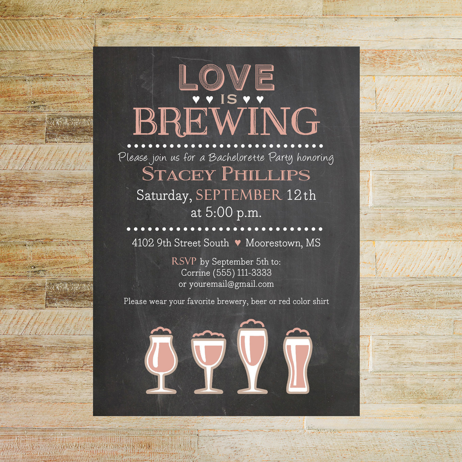 Love is Brewing Bridal Shower Invitations - Set of 10 5 x 7 Cards