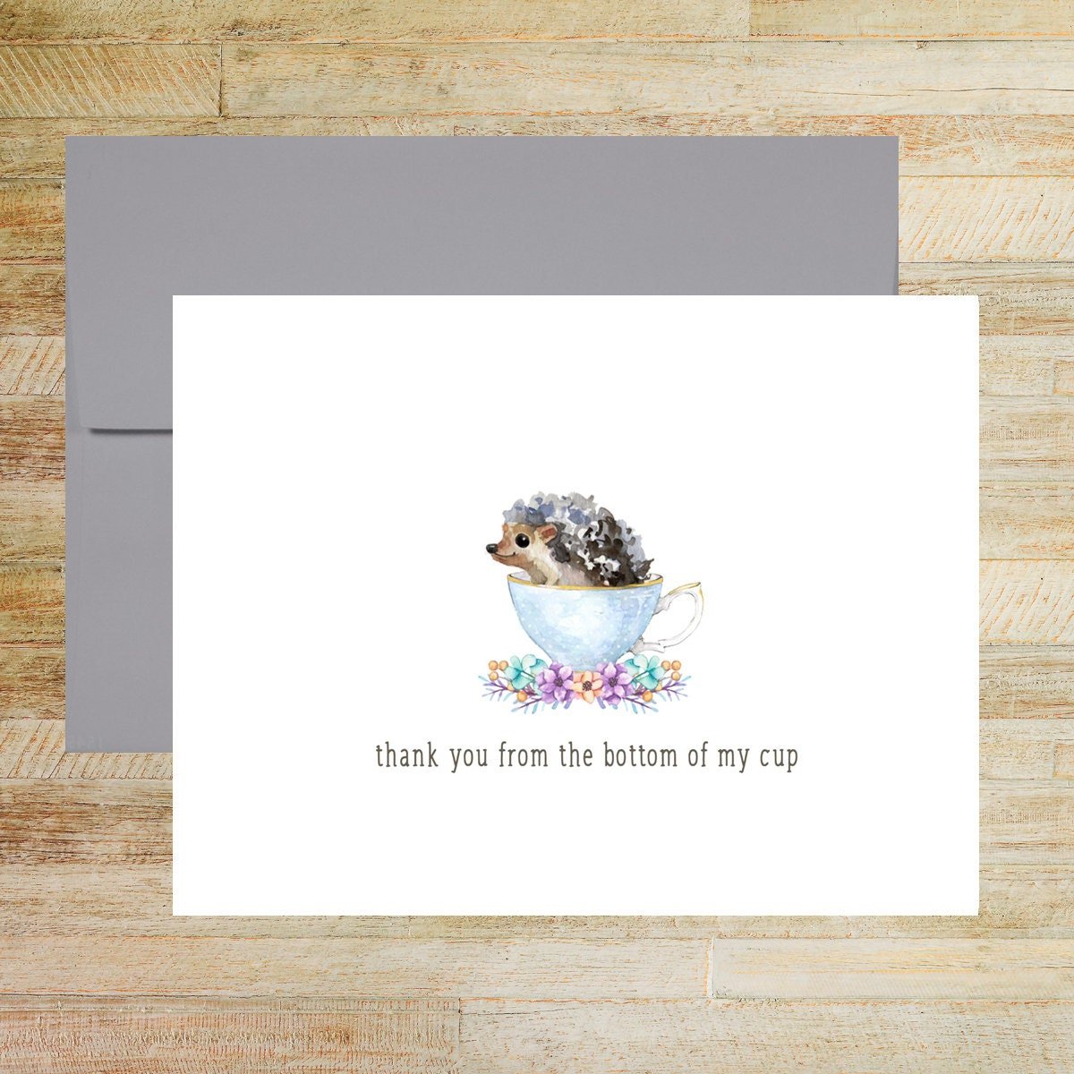 Teacup Hedgehog Thank You Greeting Card
