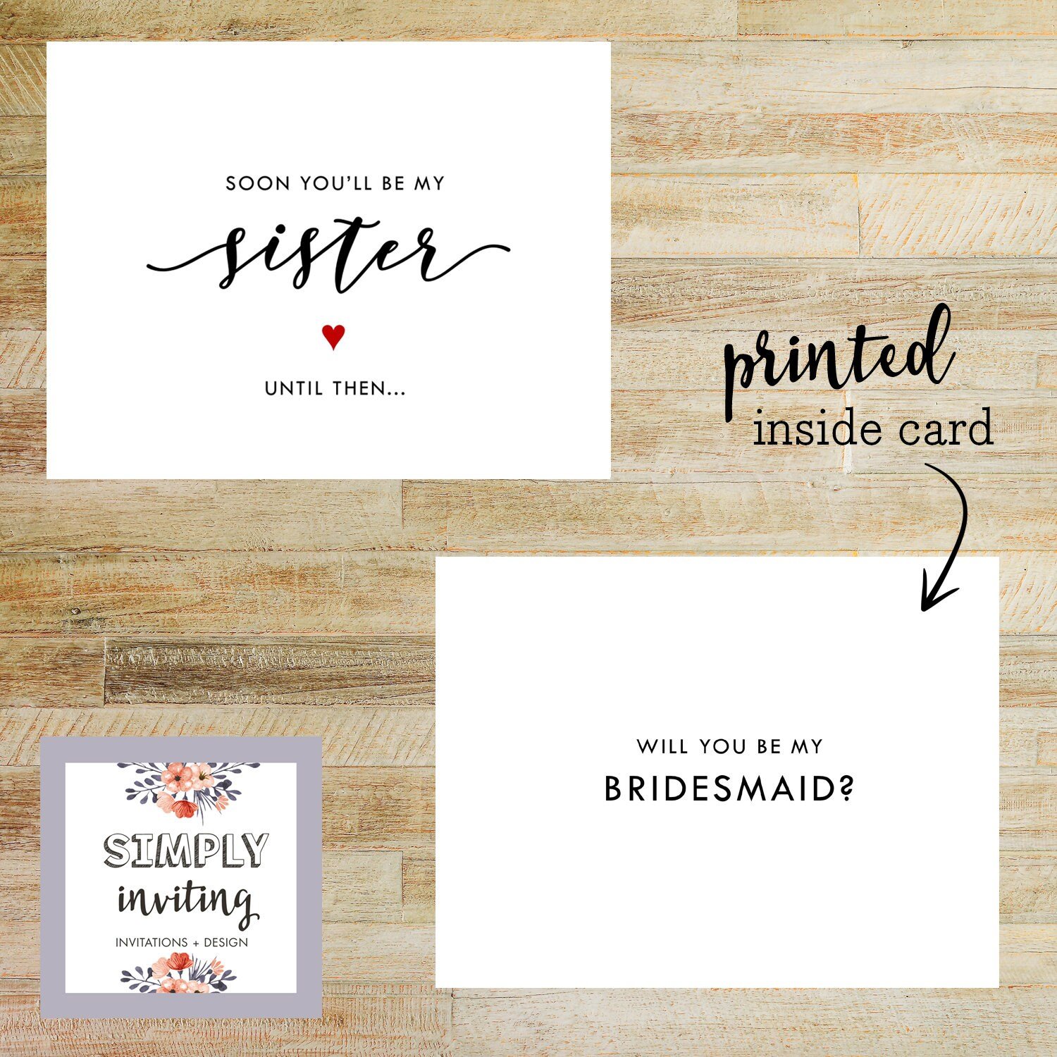 Soon You'll Be My Sister Will You Be My Card, Bridal Party Proposal