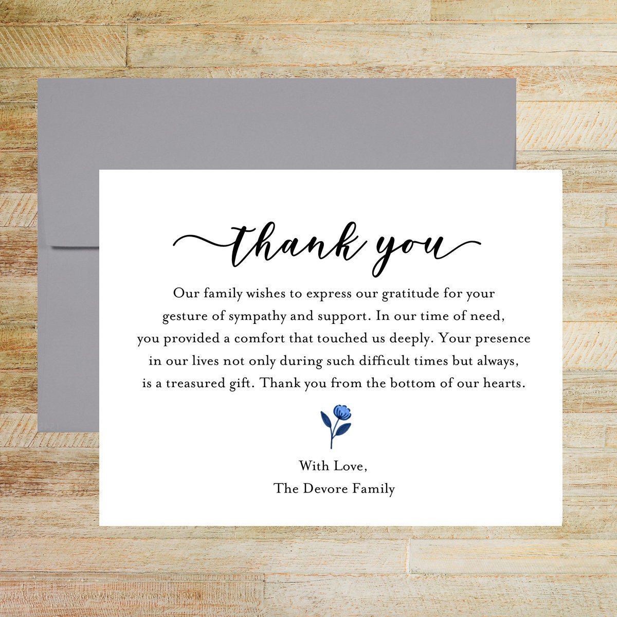 Personalized Sympathy Thank You Cards, Set of 25