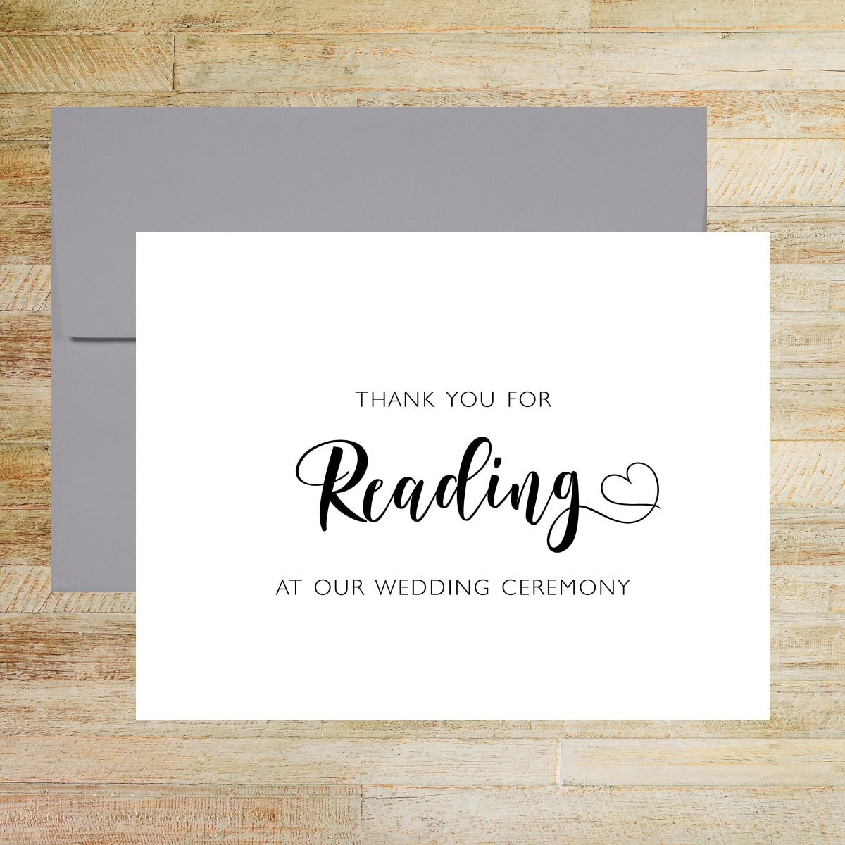 Thank You for Reading at Our Wedding, Card for Wedding Day