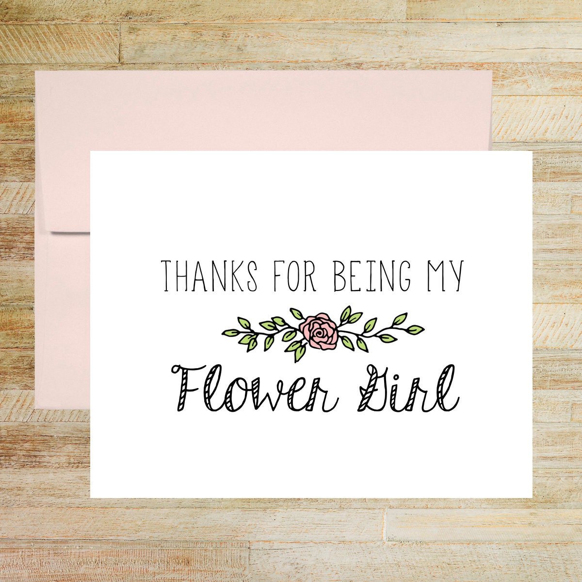 Thanks for Being My Flower Girl Card, Our Flower Girl Floral Wedding Day Thank You Card