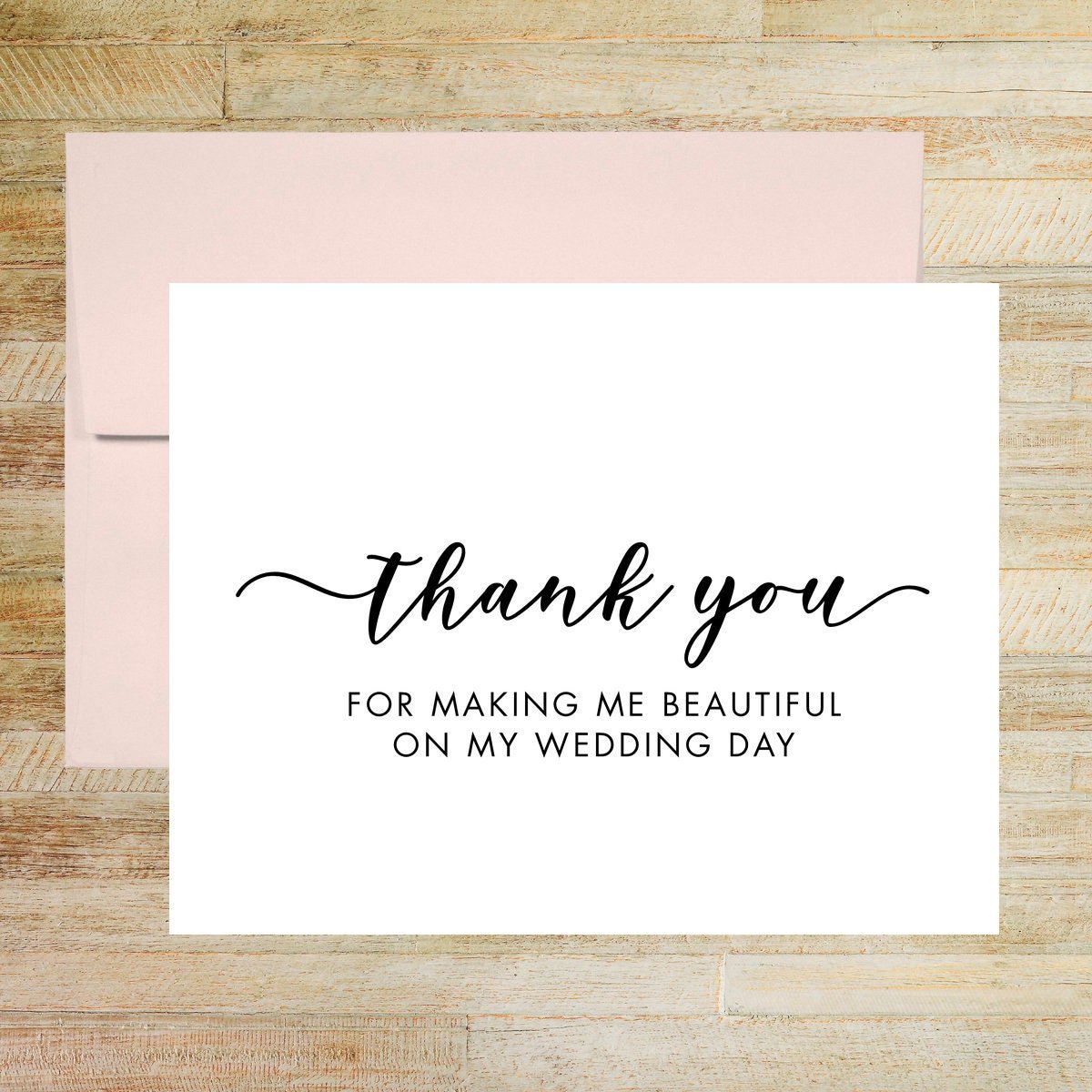 Wedding Day Hair Stylist and Makeup Artist Thank You Card, Wedding Vendor Tip Card