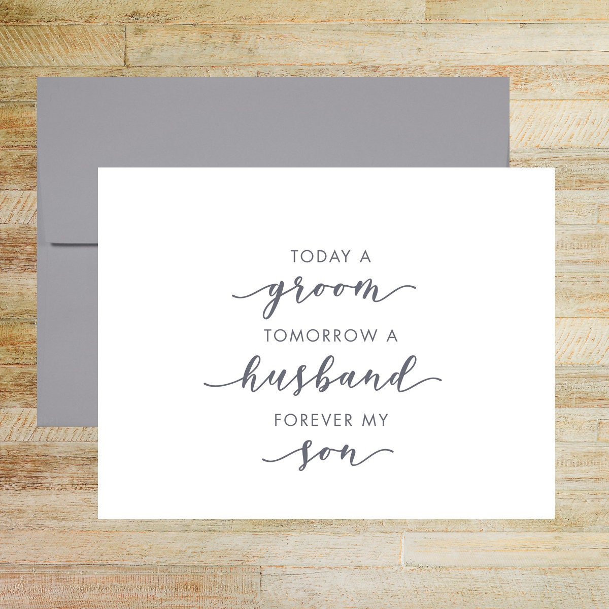 Today a Groom Tomorrow a Husband Forever My Son, Wedding Day Card for Groom