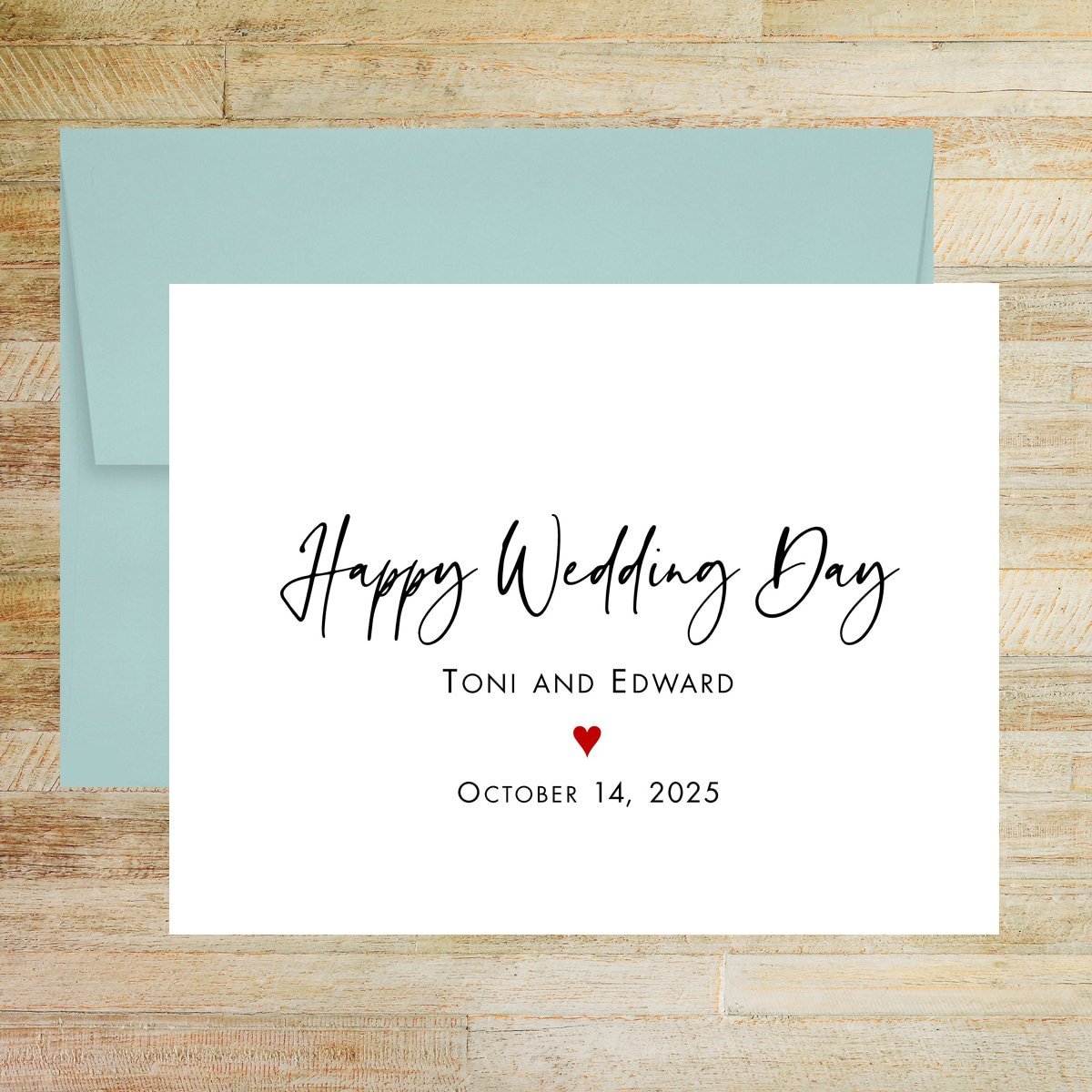 Happy Wedding Day Greeting Card for Couple, Personalized with Names and Wedding Date