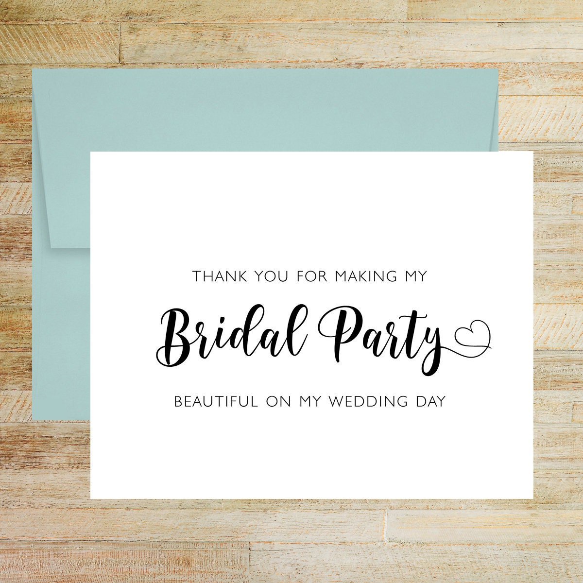 Thank You for Making My Bridal Party Beautiful on My Wedding Day Card, Wedding Vendor Tip Card