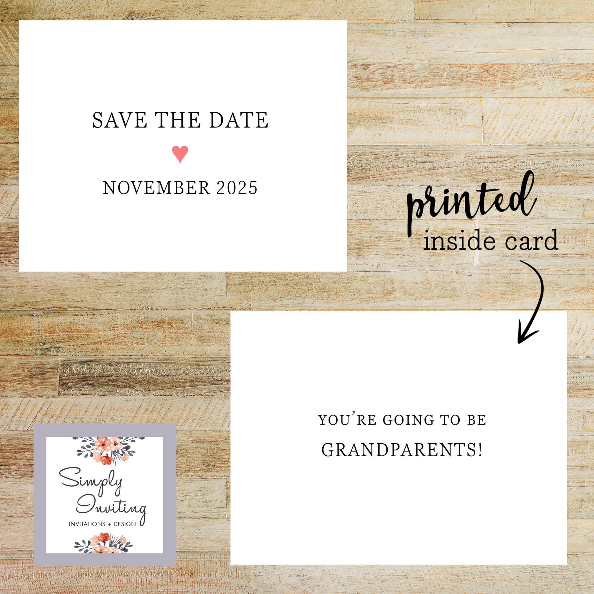 Save The Date Pregnancy Announcement Card for Grandparents-To-Be
