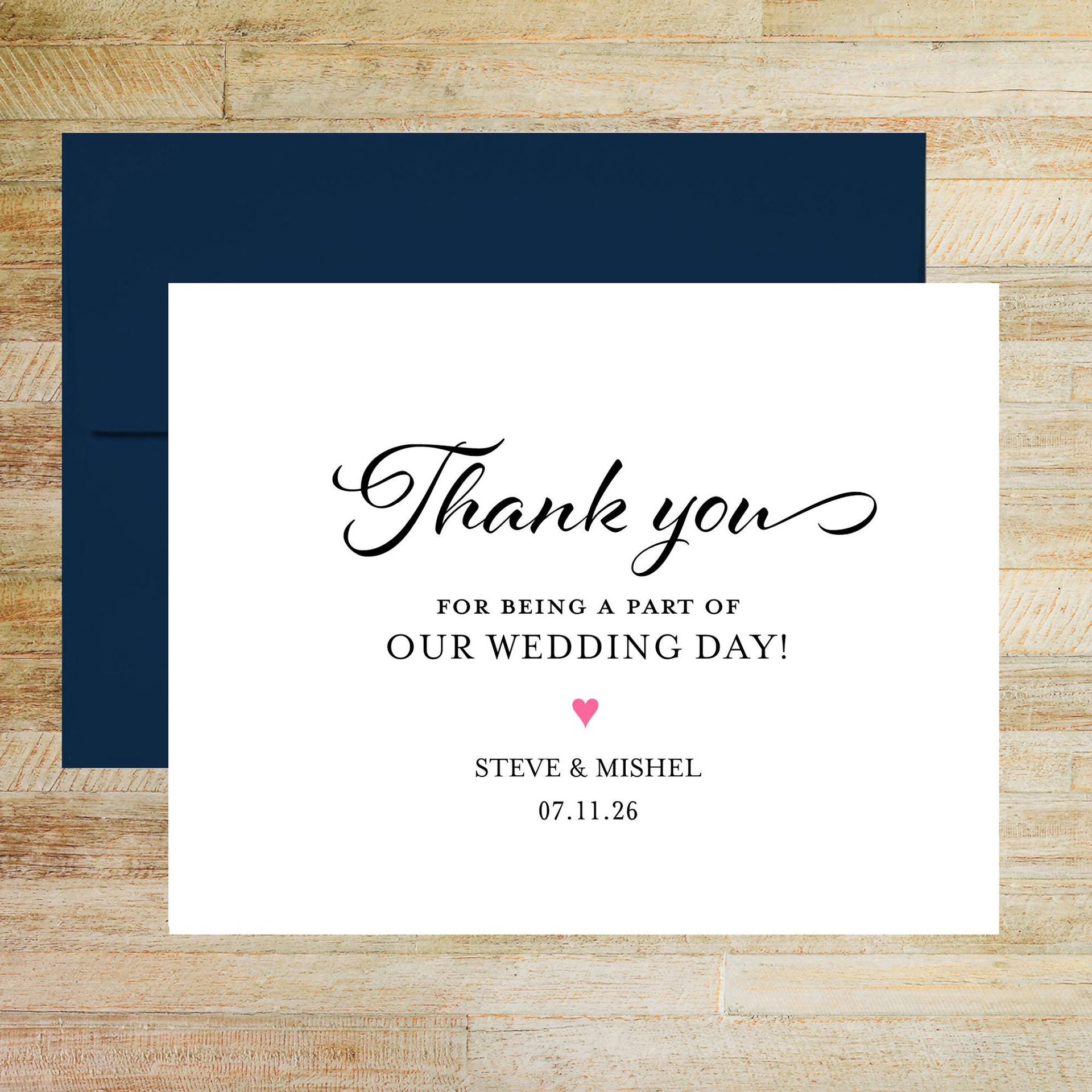 Wedding Day Personalized Thank You Cards - Set of 10
