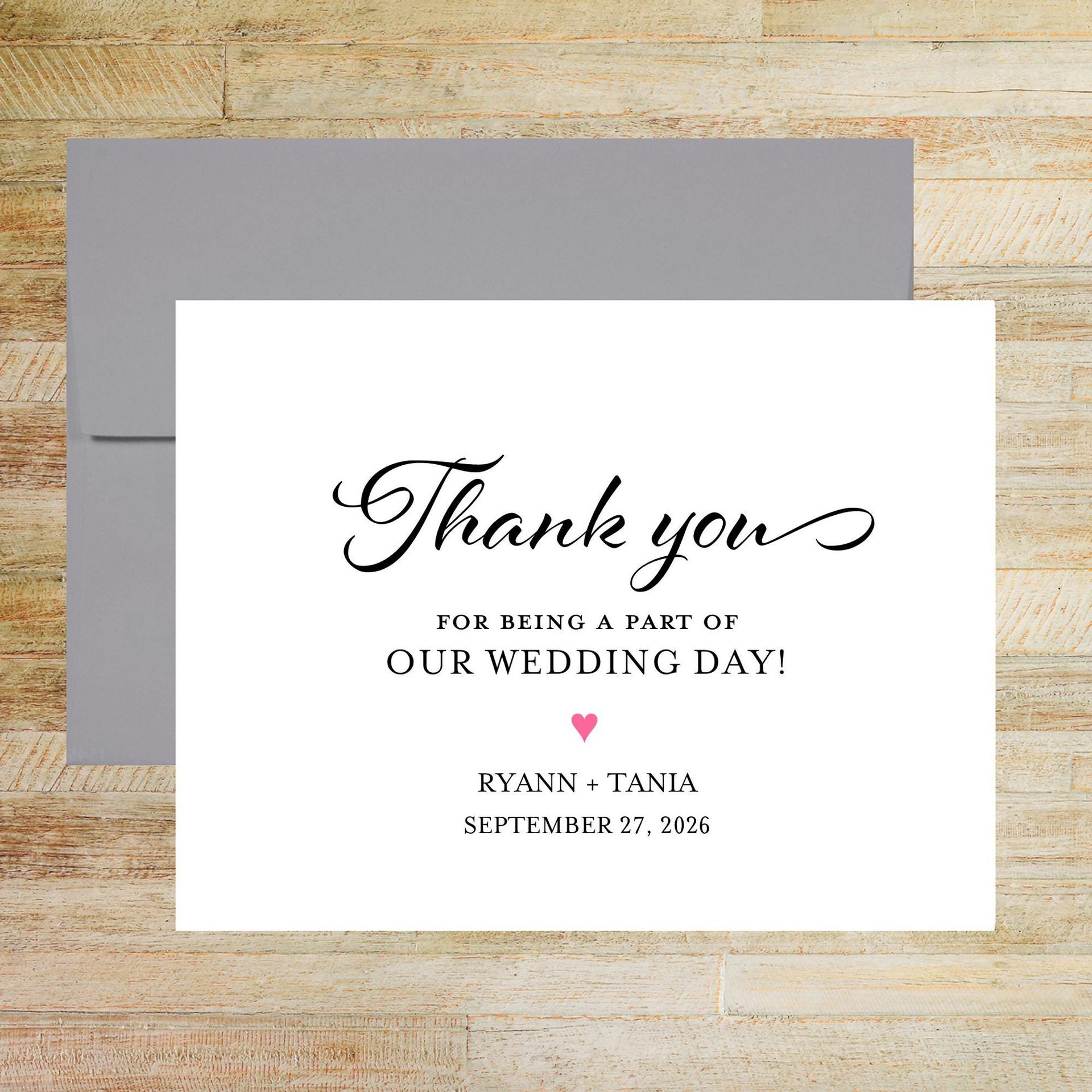 Wedding Day Personalized Thank You Cards - Set of 10