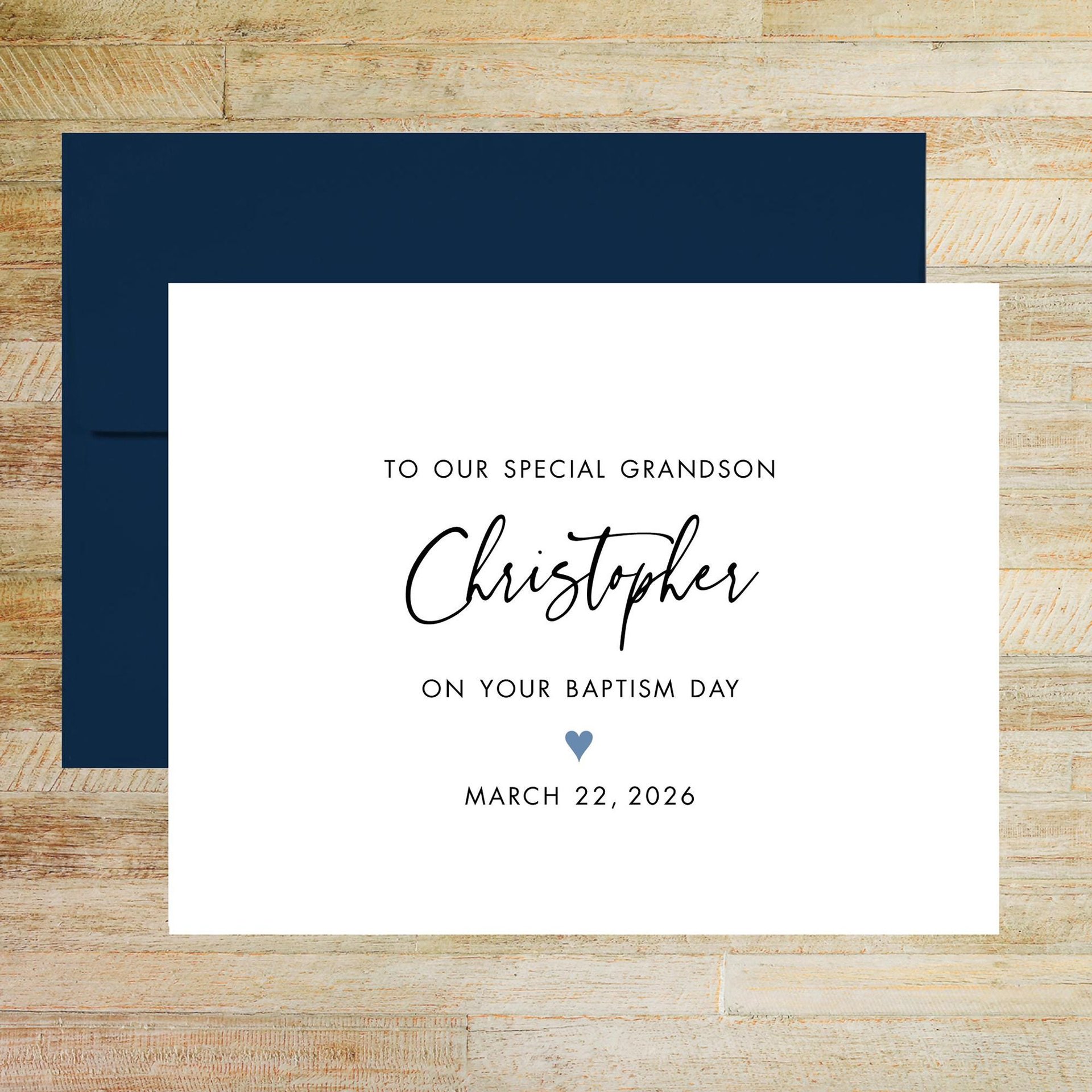 Personalized Baptism Card for Grandson