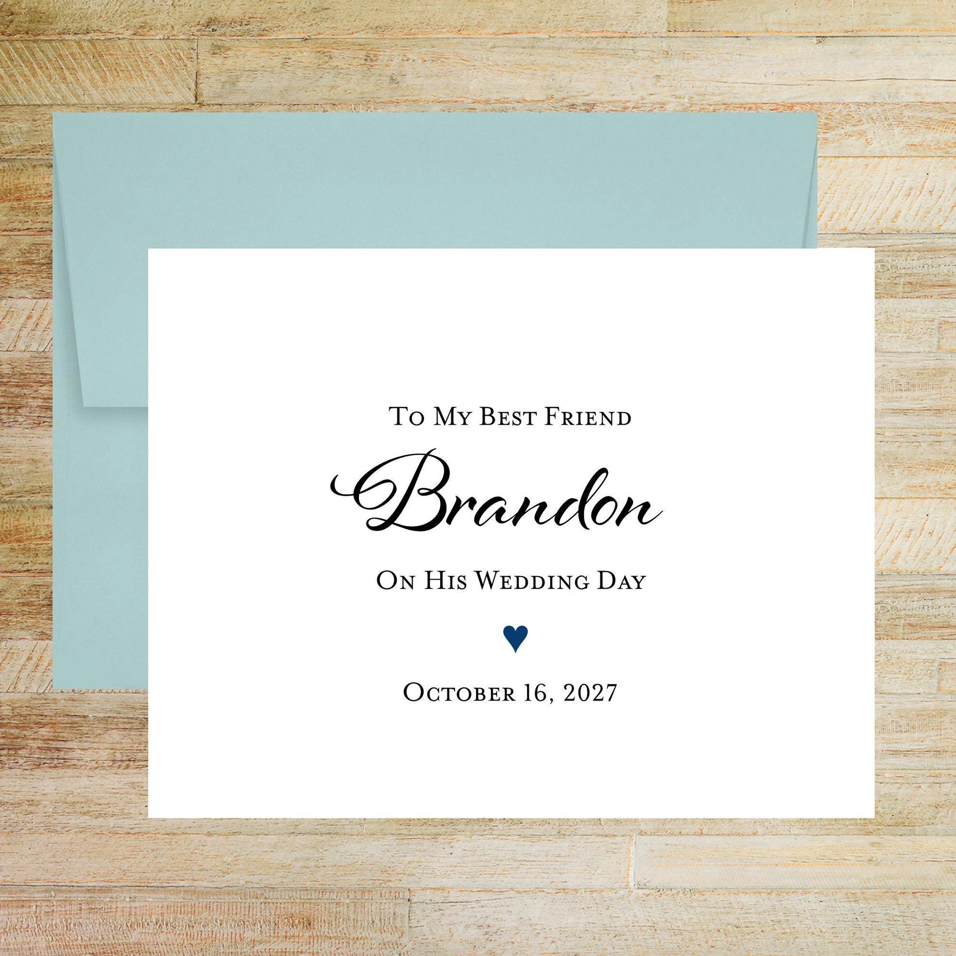 Personalized Wedding Card for Friend - Navy Heart