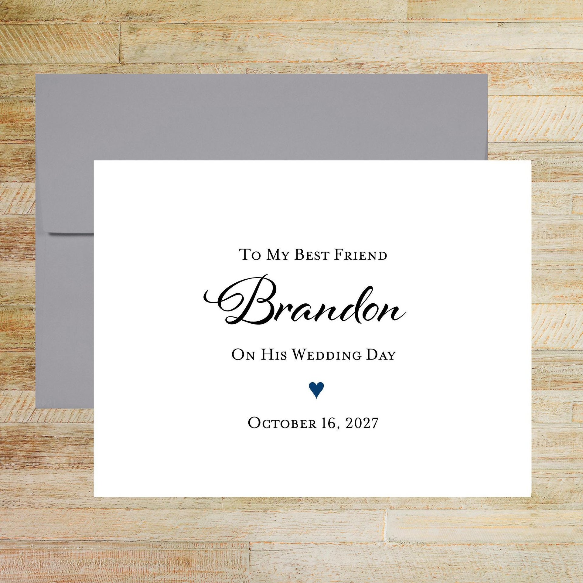 Personalized Wedding Card for Friend - Navy Heart