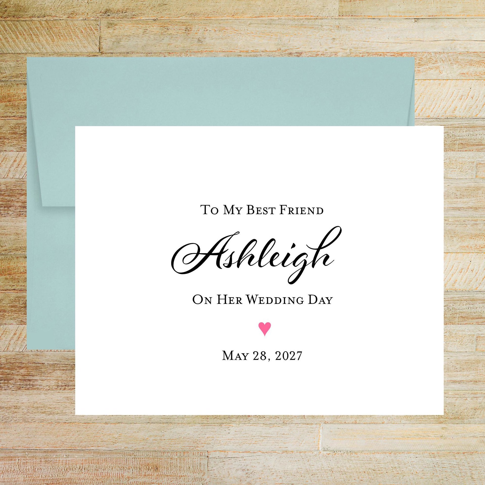 Personalized Wedding Card for Friend - Pink Heart