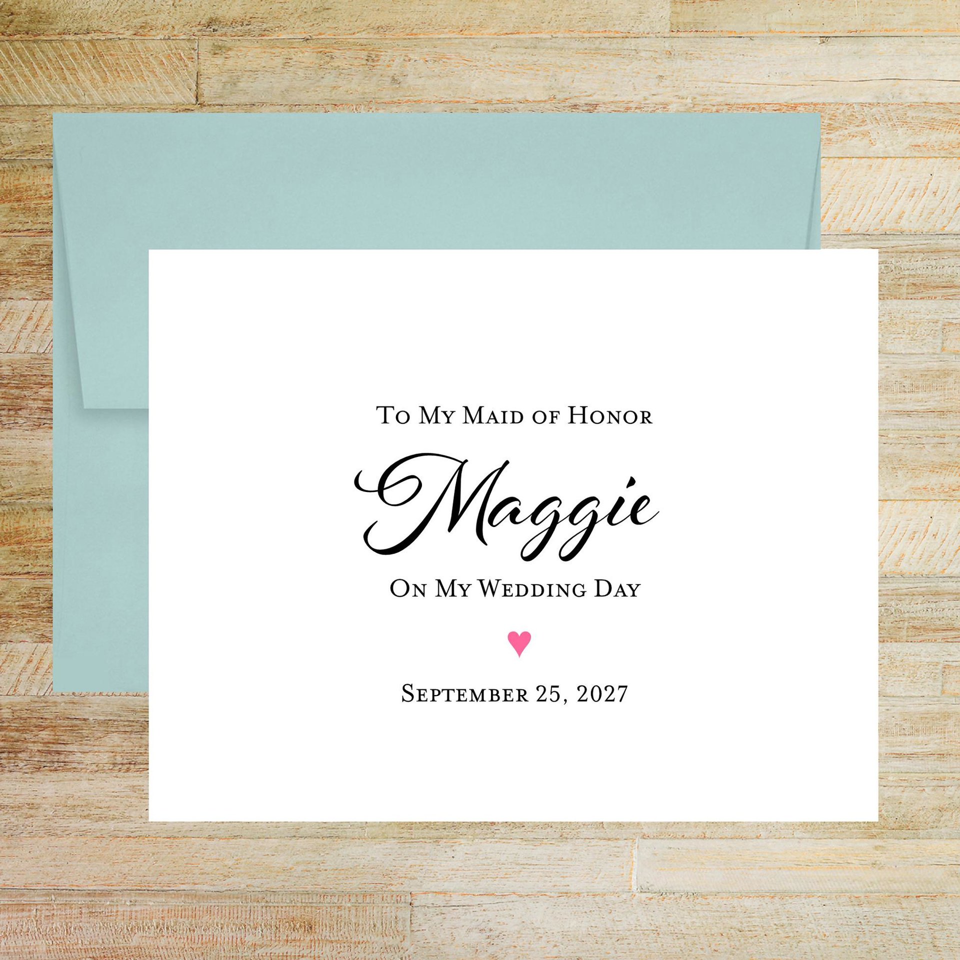 Personalized Maid of Honor Wedding Card