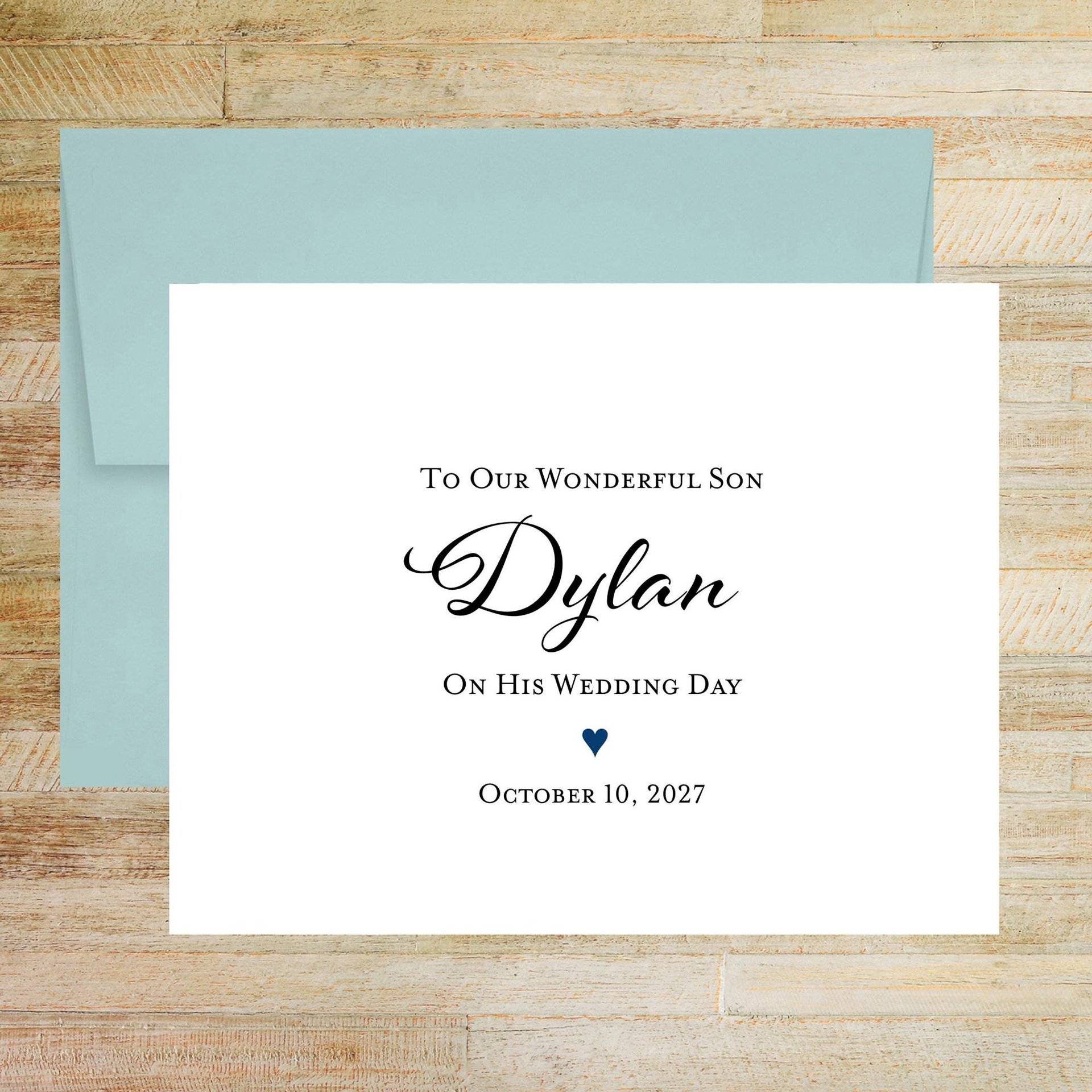 Personalized Wedding Day Card for Son