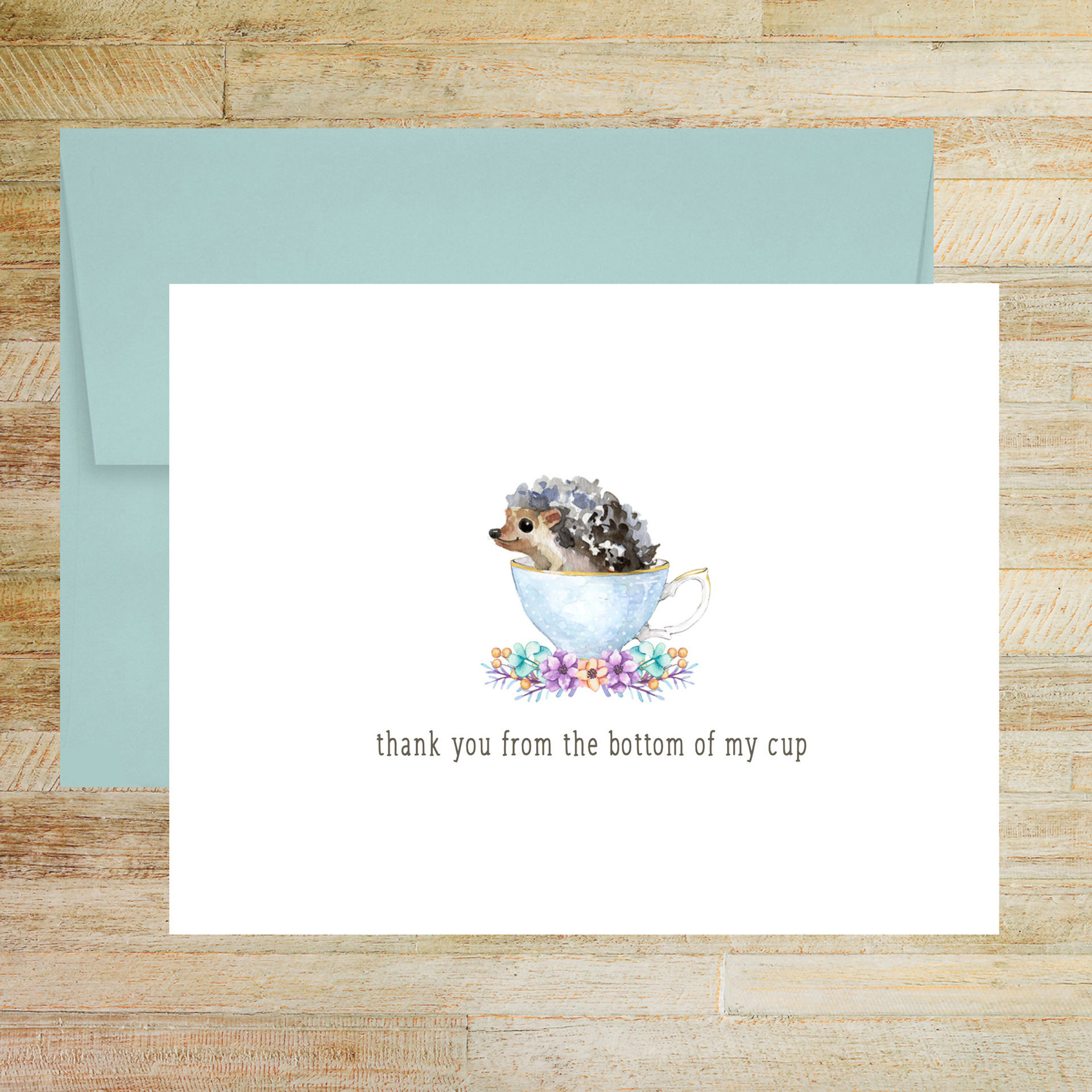 Teacup Hedgehog Thank You Greeting Card
