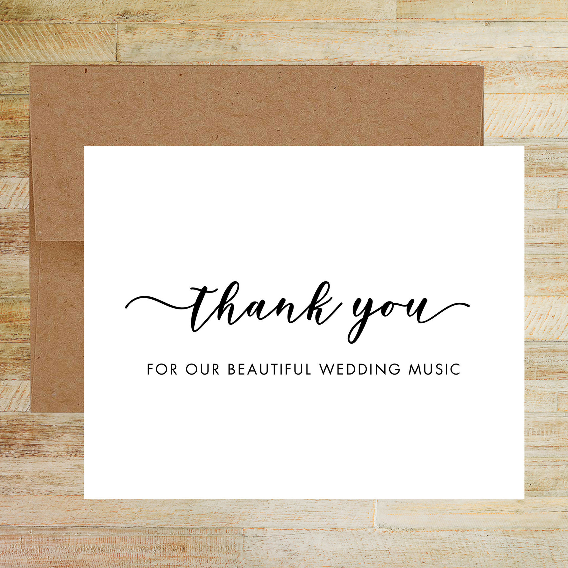 Thank You For Our Beautiful Wedding Music Wedding Day Card, Wedding Vendor Tip Card