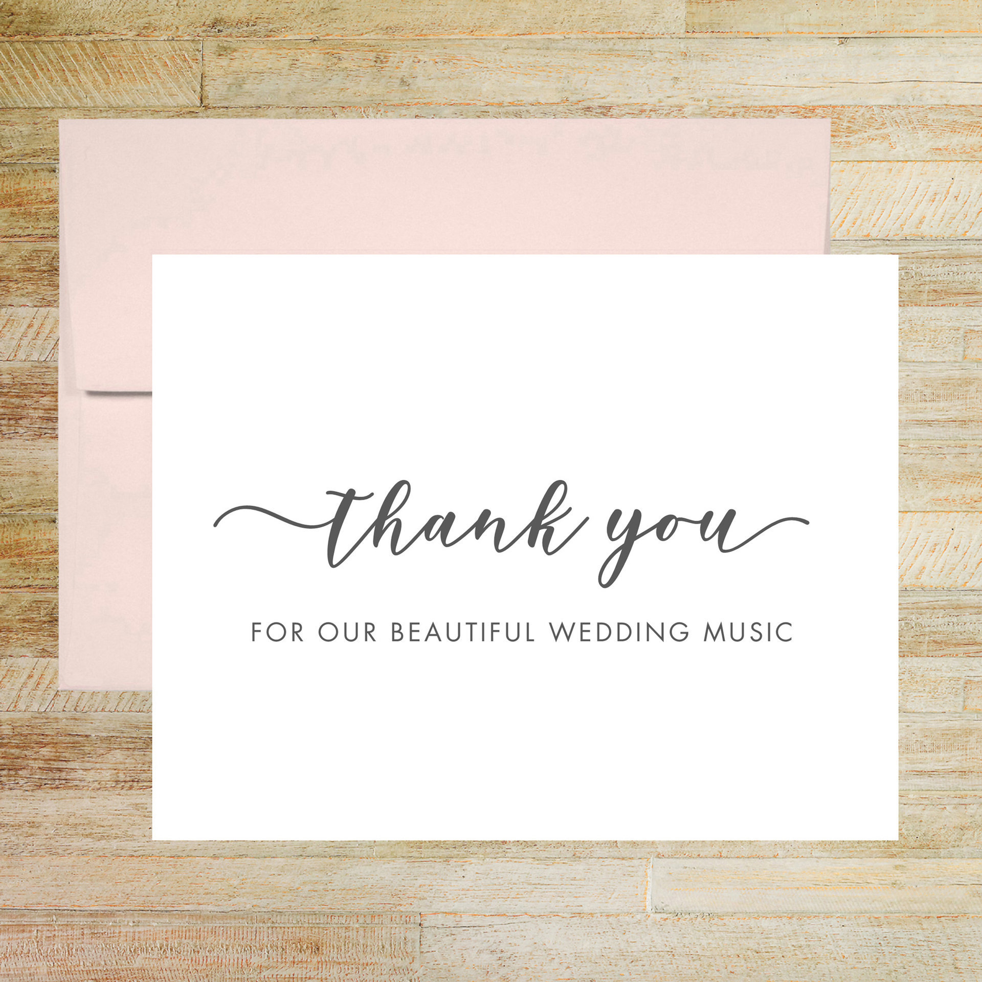 Thank You For Our Beautiful Wedding Music Wedding Day Card, Wedding Vendor Tip Card
