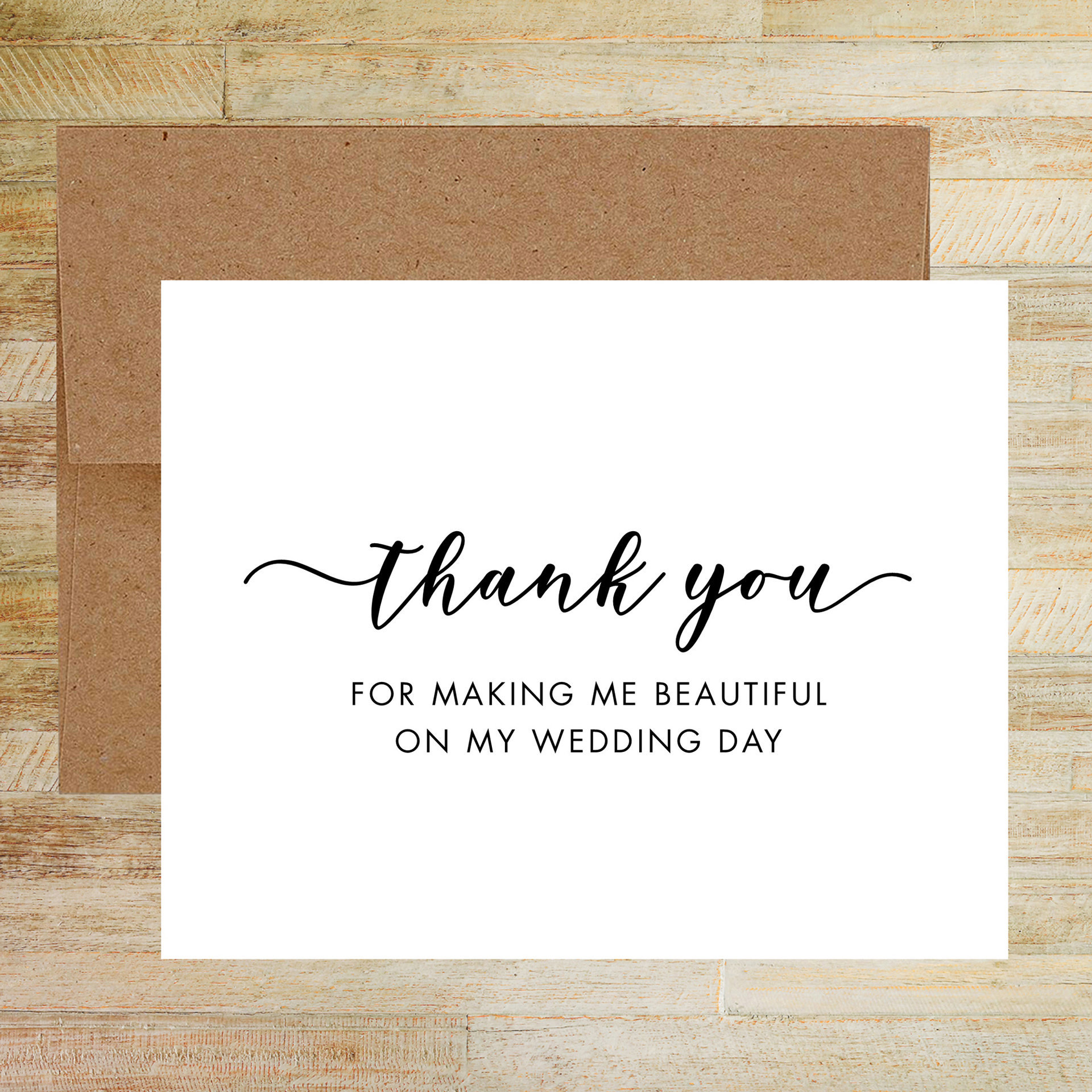 Wedding Day Hair Stylist and Makeup Artist Thank You Card, Wedding Vendor Tip Card