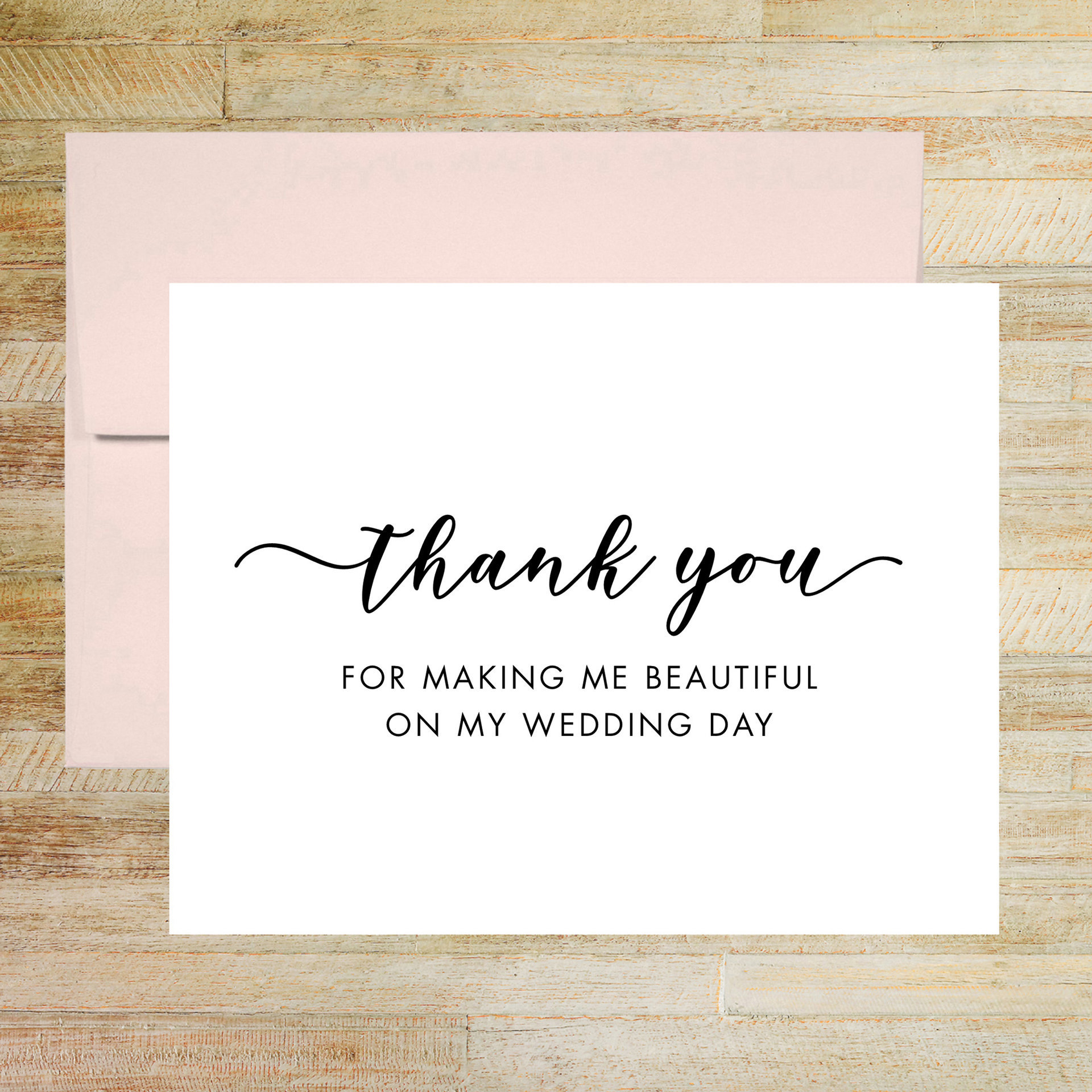 Wedding Day Hair Stylist and Makeup Artist Thank You Card, Wedding Vendor Tip Card