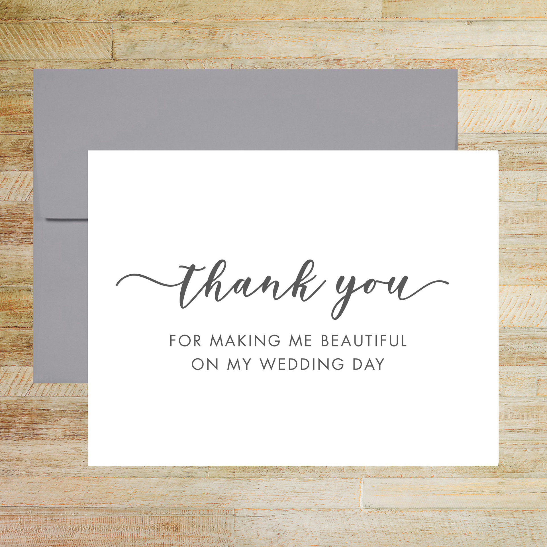 Wedding Day Hair Stylist and Makeup Artist Thank You Card, Wedding Vendor Tip Card