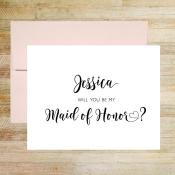 Will You Be My Maid of Honor Personalized Bridal Party Proposal Card