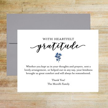 With Heartfelt Gratitude Sympathy Thank You Cards, Set of 25