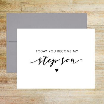 Today You Become My Step Son Wedding Day Card