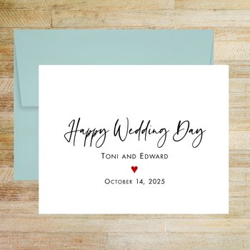 Happy Wedding Day Greeting Card for Couple, Personalized with Names and Wedding Date